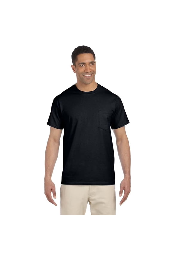 Short Sleeve Pocket T-Shirt, Black Size-M Pack-1, Men Classic Fit Crewneck Tee, up to 4XL
