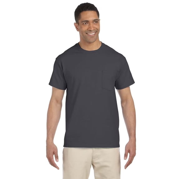 Gildan Short Sleeve Pocket T-Shirt, Charcoal Size-4XL Pack-1, Men Classic Fit Crewneck Tee, up to 4XL