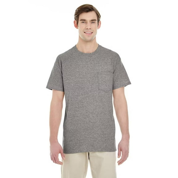 Gildan Short Sleeve Pocket T-Shirt, Graphite Heather-XL Pack-1, Classic Fit, Men's Crew Neck Pocket Tee