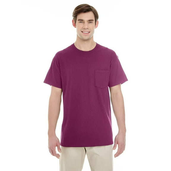 Gildan Short Sleeve Pocket T-Shirt, Maroon-XL Pack-1, Classic Fit, Men's Crew Neck Pocket Tee