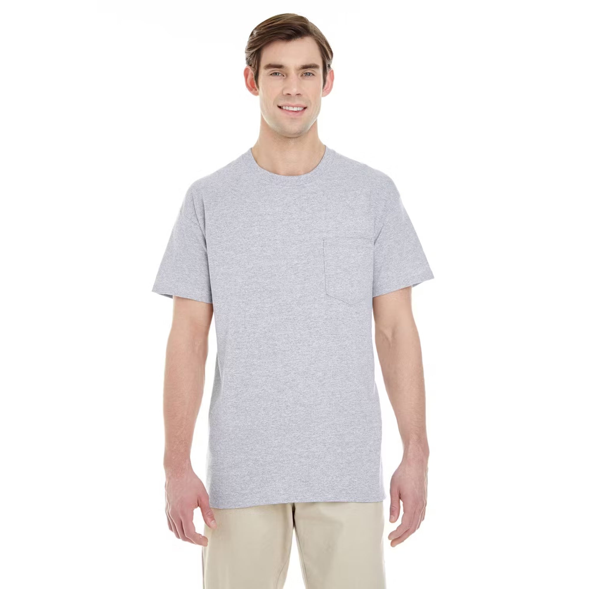 Gildan Short Sleeve Pocket T-Shirt, Sport Grey-3XL Pack-1, Classic Fit ...