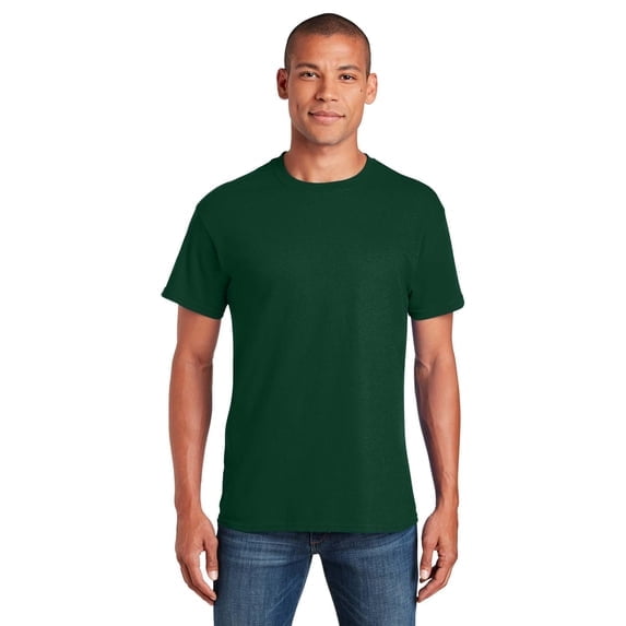 Gildan Short Sleeve T-Shirt -GR50, Men's Crew Neck Tee 100% Heavy Cotton T-Shirt, (L, Forest Green)