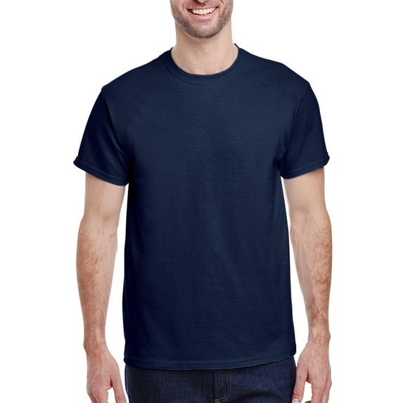 Gildan Short Sleeve T-Shirt -GR50, Men's Crew Neck Tee 100% Heavy Cotton T-Shirt, (L, Navy)