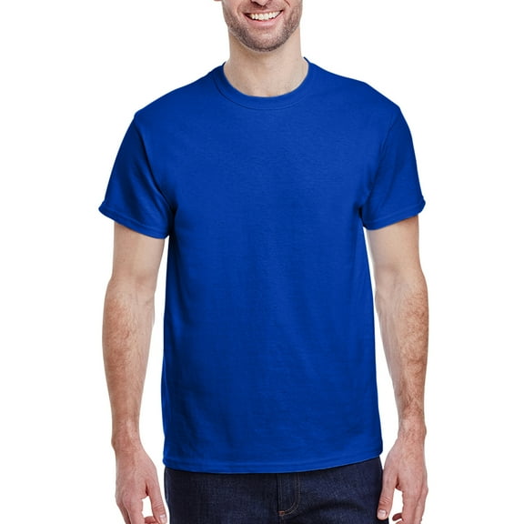 Gildan Short Sleeve T-Shirt -GR50, Men's Crew Neck Tee 100% Heavy Cotton T-Shirt, (S, Royal)