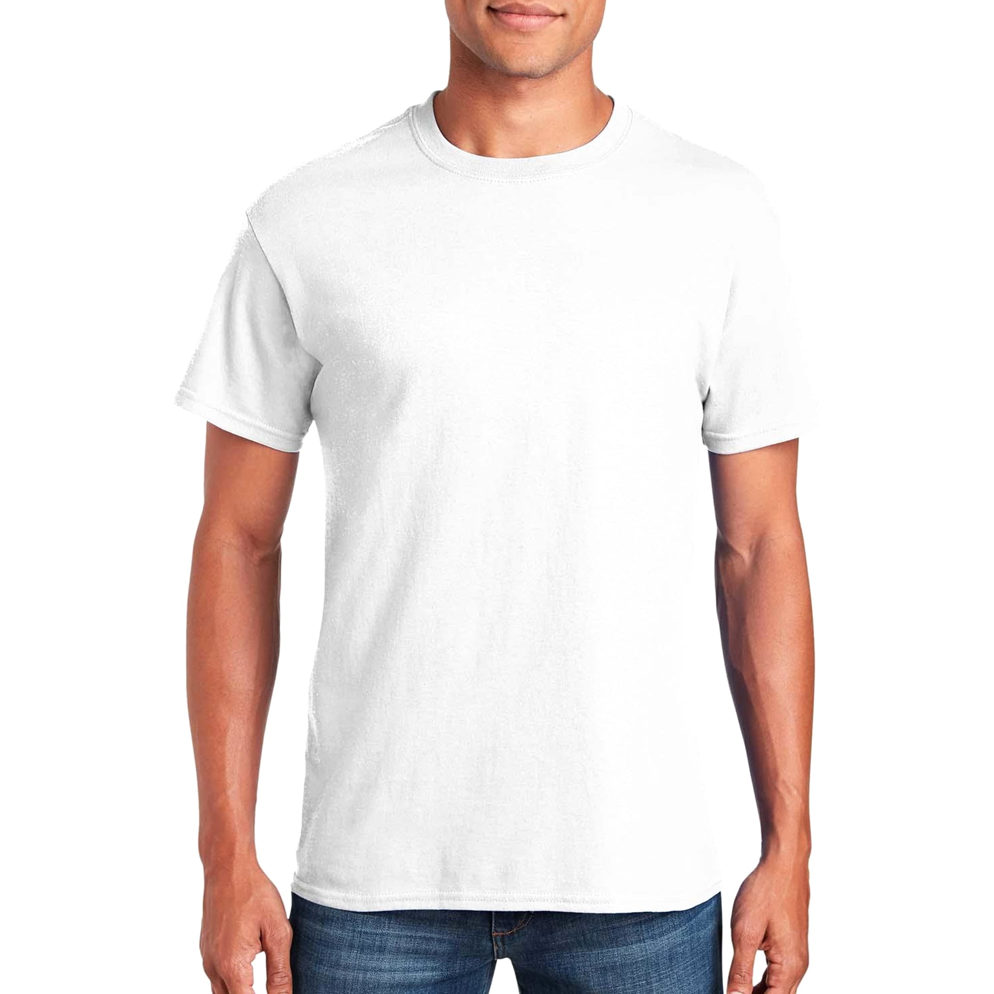 Gildan Short Sleeve T-Shirt -GR50, Men's Crew Neck Tee 100% Heavy Cotton T-Shirt, (S, White)