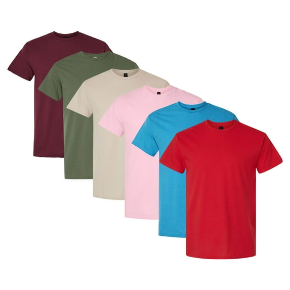 Gildan Short Sleeve T-Shirt, Men's Assorted T-Shirts 100% U.S Cotton Bulk Tee Shirt, Mix Tee (Bright Color 6 Pack, S)
