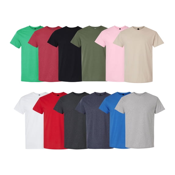 Gildan Short Sleeve T-Shirt, Men's Assorted T-Shirts 100% U.S Cotton Bulk Tee Shirt, Mix Tee (Dark+Bright Color 12 Pack, 2XL)