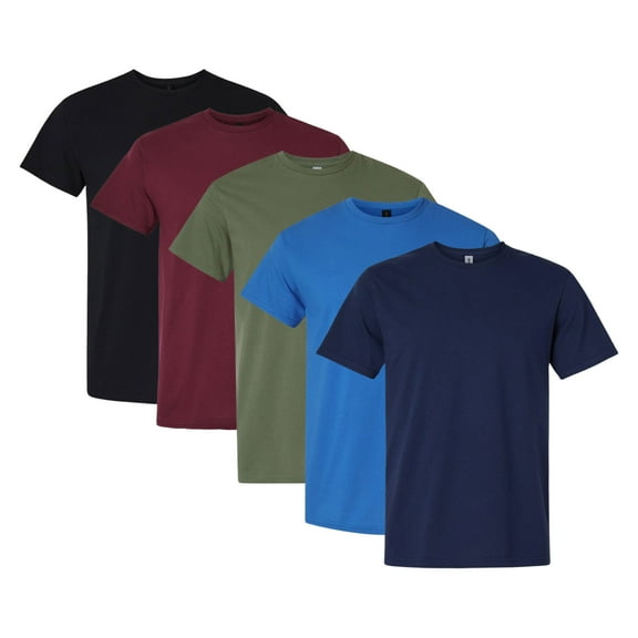 Gildan Short Sleeve T-Shirt, Men's Assorted T-Shirts 100% U.S Cotton Bulk Tee Shirt, Mix Tee (Dark Color 5 Pack, L)