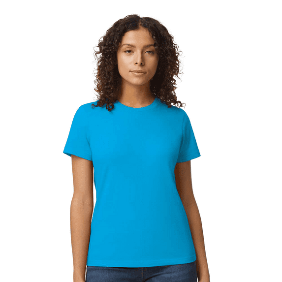 Gildan Short Sleeve T-Shirt, Women's Softstyle Sapphire Cotton Tee, Semi Fit Casual Wear, Sizes S-2XL
