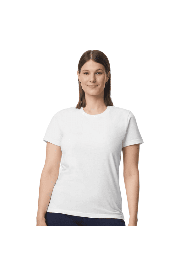 Short Sleeve T-Shirt, Women's Softstyle White Cotton Tee, Semi Fit Casual Wear, Sizes S-2XL