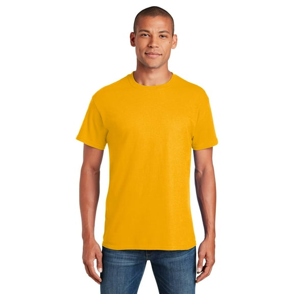 Gildan Short Sleeve T-Shirt for Men - 2XL Size | 100 Heavy Cotton Crew Neck Tee, Gold, 5.3 oz