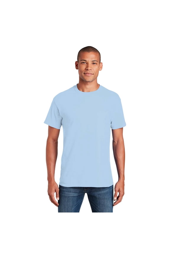 Short Sleeve T-Shirt for Men - 2XL Size | 100 Heavy Cotton Crew Neck Tee, Light Blue, 5.3 oz