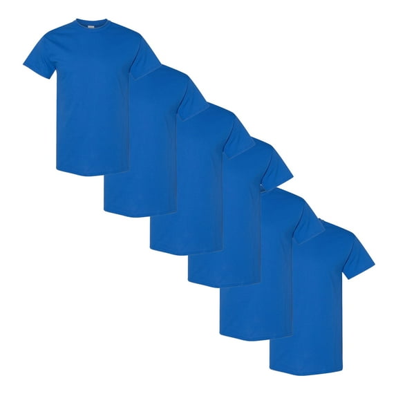 Gildan Short Sleeve T-Shirt for Men Comfort and Durability | Heavy Cotton Taped Neck Royal Color Tee, 5.3oz 100% Cotton, Size 5XL, Pack of 6