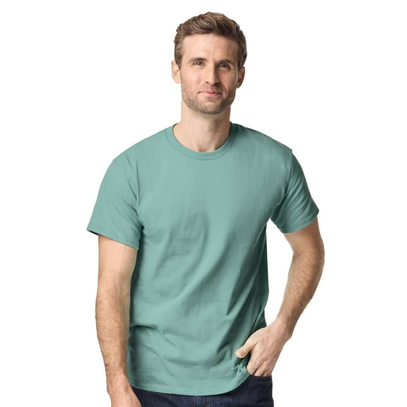 Gildan Short Sleeve T-Shirt for Men, Heavy Cotton Crewneck Classic Shirt, Aquatic Tee, XL