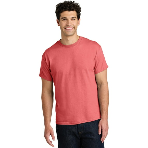 Gildan Short Sleeve T-Shirt for Men, Heavy Cotton Crewneck Classic Shirt, Coral Silk Tee, 5XL