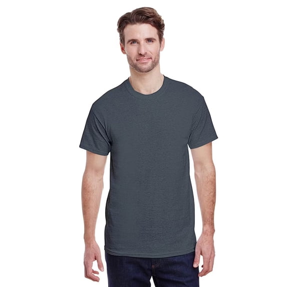 Gildan Short Sleeve T-Shirt for Men, Heavy Cotton Crewneck Classic Shirt, Dark Heather Tee, M