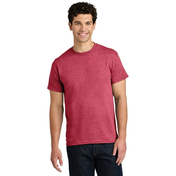 Gildan Short Sleeve T-Shirt for Men, Heavy Cotton Crewneck Classic Shirt, Heather Red Tee, 3XL