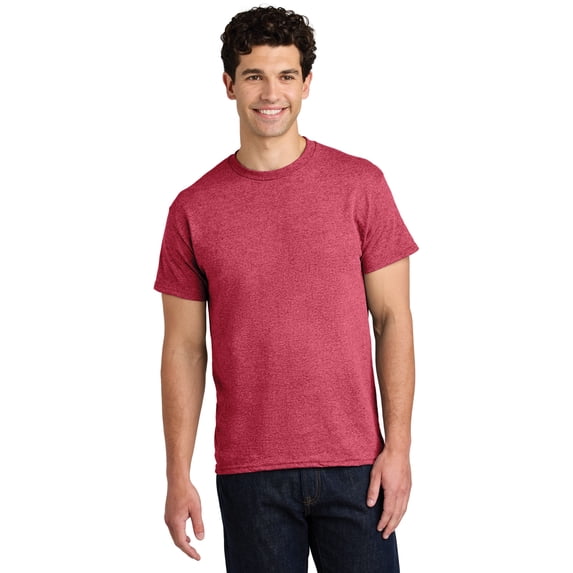 Gildan Short Sleeve T-Shirt for Men, Heavy Cotton Crewneck Classic Shirt, Heather Red Tee, XL