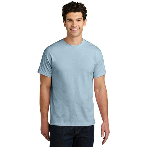 Gildan Short Sleeve T-Shirt for Men, Heavy Cotton Crewneck Classic Shirt, Light Blue Tee, M