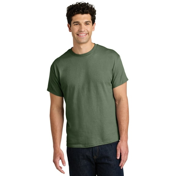 Gildan Short Sleeve T-Shirt for Men, Heavy Cotton Crewneck Classic Shirt, Military Green Tee, 3XL