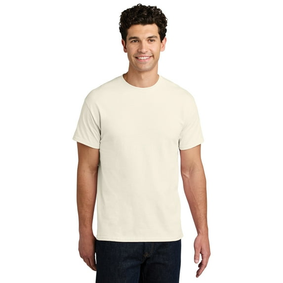 Gildan Short Sleeve T-Shirt for Men, Heavy Cotton Crewneck Classic Shirt, Natural Tee, XL