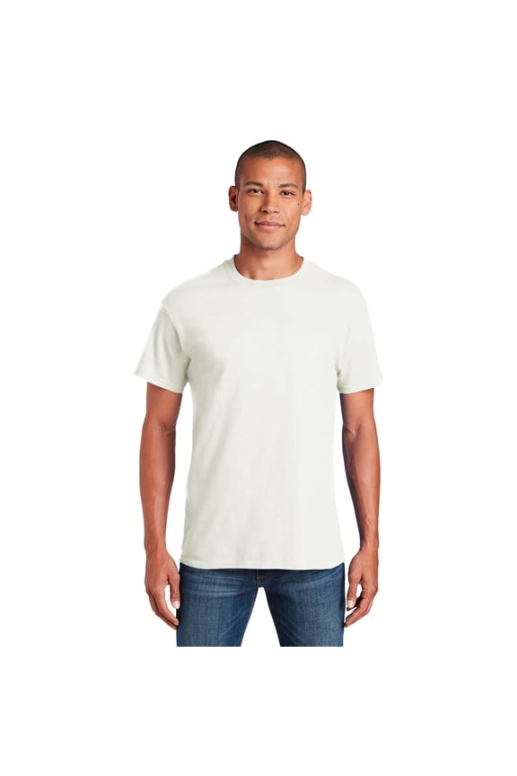 Short Sleeve T-Shirt for Men - L Size | 100 Heavy Cotton Crew Neck Tee, Off White, 5.3 oz