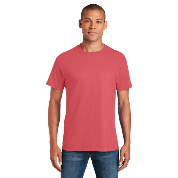 Gildan Short Sleeve T-Shirt for Men - M Size | 100 Heavy Cotton Crew Neck Tee, Coral Silk, 5.3 oz