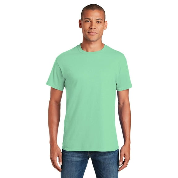 Gildan Short Sleeve T-Shirt for Men, Heavy Cotton Crewneck Classic Shirt, Mint Green Tee, XL