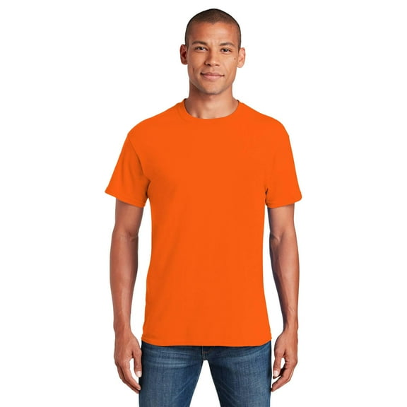 Gildan Short Sleeve T-Shirt for Men, Heavy Cotton Crewneck Classic Shirt, Orange Tee, XL