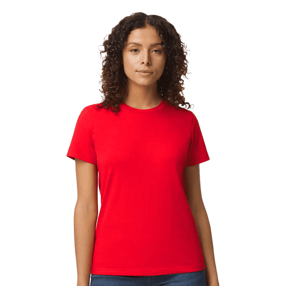Gildan Short Sleeve T-Shirt for Women, Softstyle Midweight Crewneck Classic Tee, Red, Size-XL