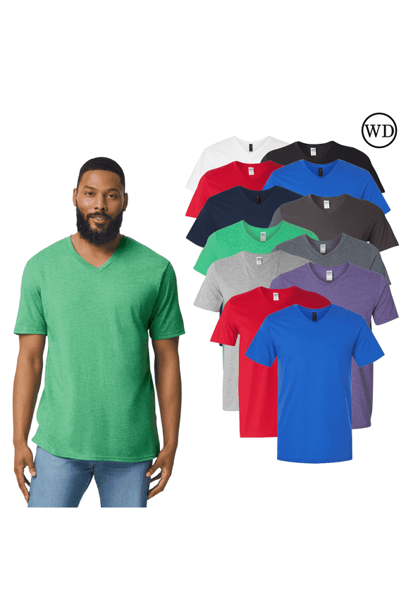 Short Sleeve V-Neck T-Shirt for Men, Breathable Classic Fit Assorted Tee,12 Pack, Size M
