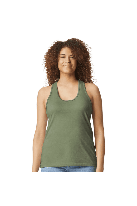 Softstyle Cvc Racerback Tank Top, Women's Sleeveless Semi-Fitted Tank, Cactus, S