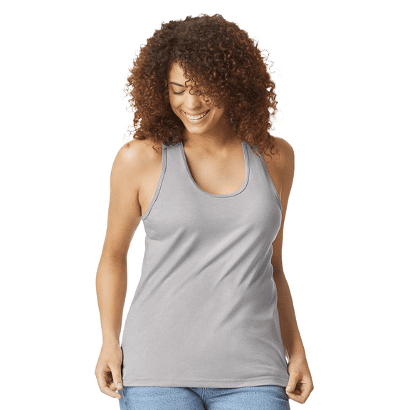 Gildan Softstyle Cvc Racerback Tank Top, Women's Sleeveless Semi-Fitted Tank, Cement, L