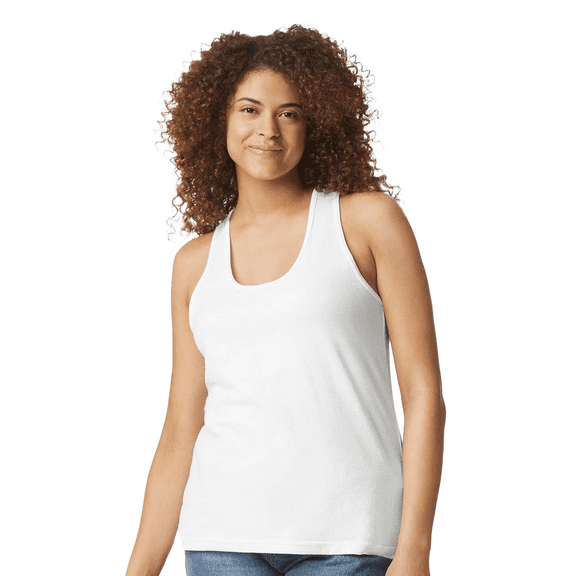Gildan Softstyle Cvc Racerback Tank Top, Women's Sleeveless Semi-Fitted Tank, White, XL