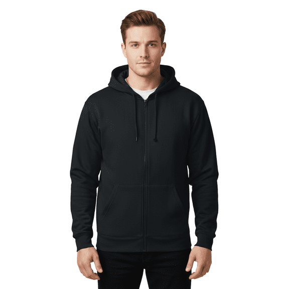 Gildan Softstyle Full-Zip Hooded Sweatshirt, Men's Fleece Pullover Black Hoodie, S