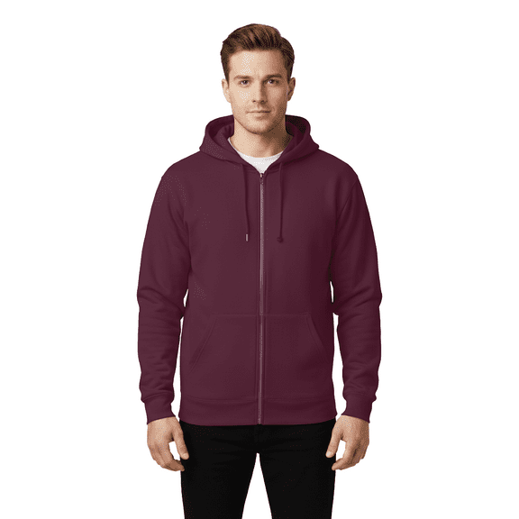 Gildan Softstyle Full-Zip Hooded Sweatshirt, Men's Fleece Pullover Maroon Hoodie, M