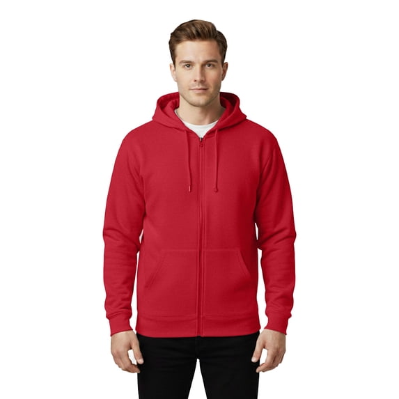 Gildan Softstyle Full-Zip Hooded Sweatshirt, Men's Fleece Pullover Red Hoodie, L