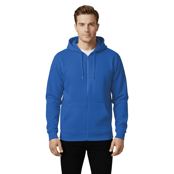 Gildan Softstyle Full-Zip Hooded Sweatshirt, Men's Fleece Pullover Royal Hoodie, XL