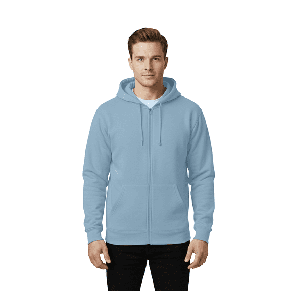 Gildan Softstyle Full-Zip Hooded Sweatshirt, Men's Fleece Pullover Stone Blue Hoodie, S