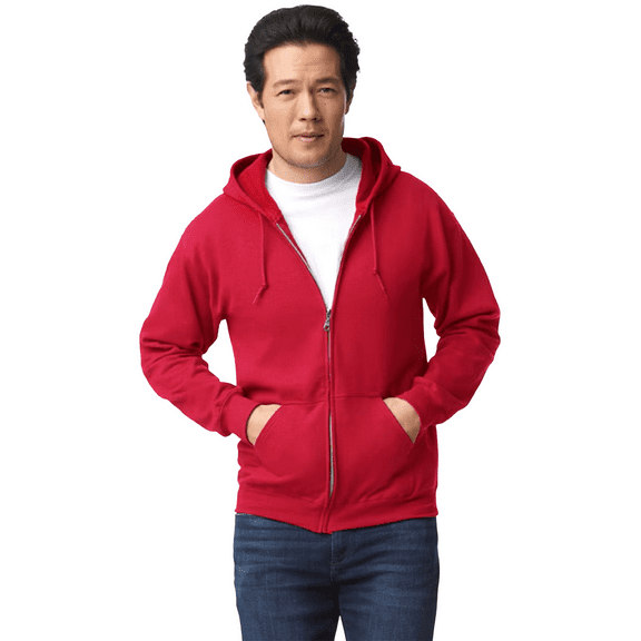 Gildan Softstyle Full-Zip Hoodie, Ring-Spun Cotton Midweight Fleece Sweatshirt, Red, M