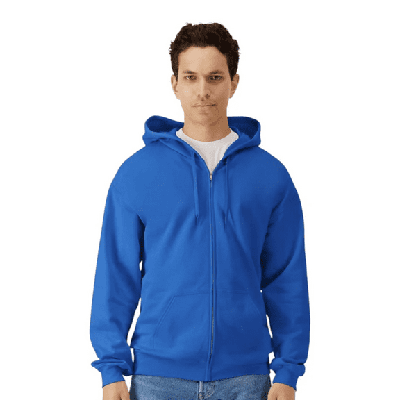 Gildan Softstyle Full-Zip Hoodie, Ring-Spun Cotton Midweight Fleece Sweatshirt, Royal, XL