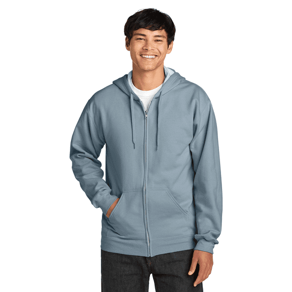 Gildan Softstyle Full-Zip Hoodie, Ring-Spun Cotton Midweight Fleece Sweatshirt, Stone Blue, S