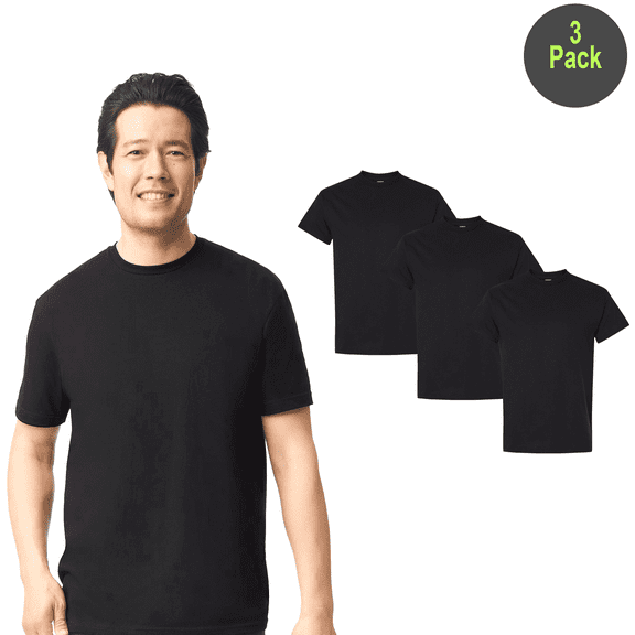 Gildan Softstyle Men Lightweight T-Shirt, Short Sleeve Crew Neck Modern Fit Black Tee, S, 3-Pack