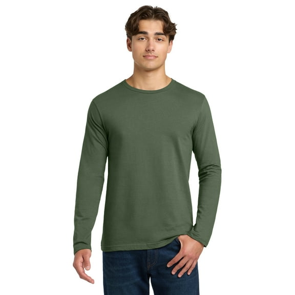 Gildan Softstyle Men's Long Sleeve Crew T-Shirt, Lightweight Modern Classic Fit, Military Green, XL