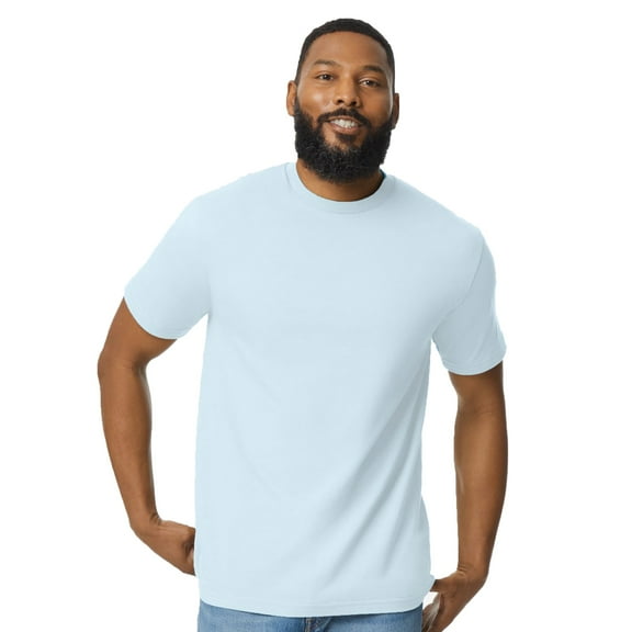 Gildan Softstyle Men's Midweight T-Shirt, Short Sleeve Classic Fit Cotton Tee, Light Blue, M