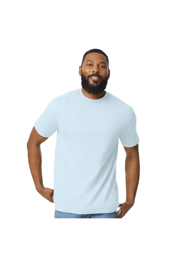 Softstyle Men's Midweight T-Shirt, Short Sleeve Classic Fit Cotton Tee, Light Blue, XL