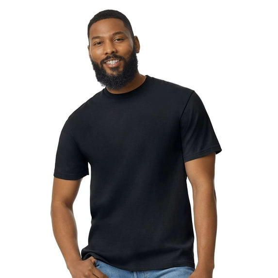 Gildan Softstyle Men's Midweight T-Shirt, Short Sleeve Classic Fit Cotton Tee, Pitch Black, XL