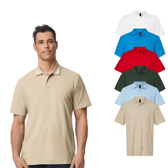 Gildan Softstyle Mens Assorted Collared Pique Polo, Short Sleeve Bulk Tee, 100 Cotton, L, 6 Pack
