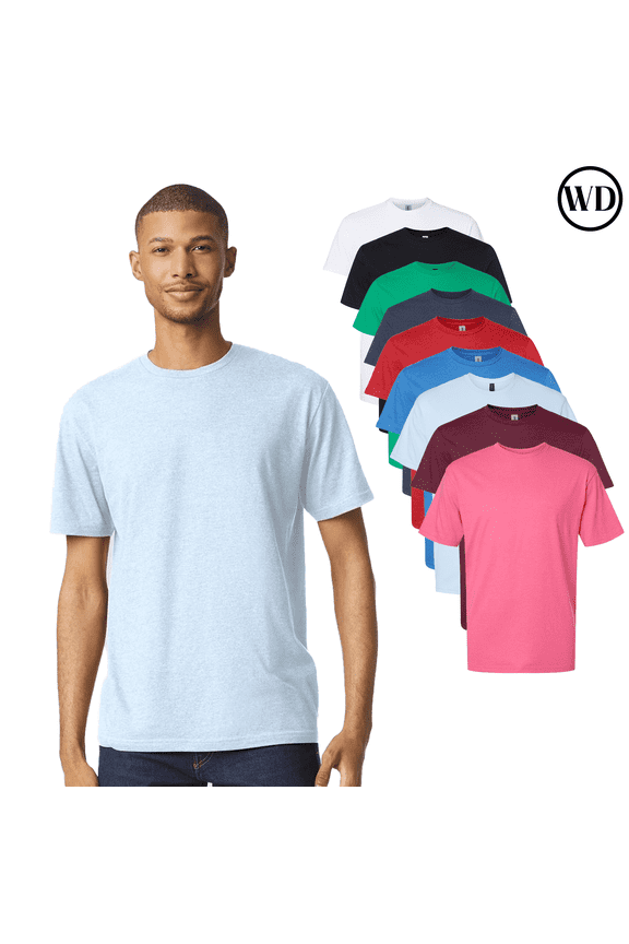 Softstyle Midweight Short Sleeve Cotton T-Shirt for Adult, Pack of 12, Multicolor, Xl