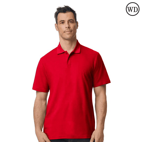 Gildan Softstyle Pique Polo for Adults, Modern Classic Fit, Short Sleeve Casual Polo Shirt, Cherry Red, M